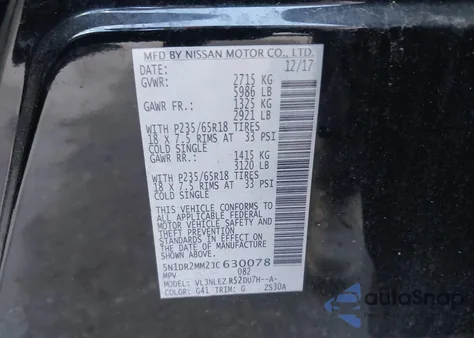 2018 Nissan Pathfinder Sv from USA, damaged, VIN 5N1DR2MM2JC630078